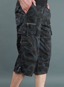 Short décontracté d'été 100% coton élastique Capri Cargo multi-poches solide tactique imperméable respirant pour hommes - Product Image 6
