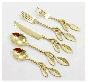 Ensemble de couverts en métal avec poignée en bambou finition dorée ensemble de couverts indiens fabriqués manuellement pour restaurant et hôtel vaisselle - Product Image 4