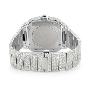 Luxury Antique Business Fashion Hip Hop <b>Square</b> Stainless Steel Quartz <b>Watch</b> with Glass Dial Fully Iced Out Diamonds - Product Image 6