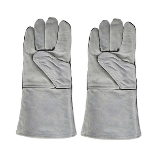 Guantes de seguridad de piel de vaca personalizados al por mayor, guantes largos de soldadura de alta calidad, guantes de trabajo resistentes al calor con logotipo personalizado - Product Image 2