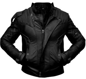 Blouson Bomber Homme en Polyester/Coton Véritable avec Col Montant, Logo Frontal, Respirant, Style Moto Hiver - Product Image 1