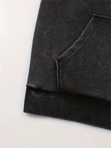 เสื้อสเวตเตอร์ผ้าคอตตอน100% หนาของผู้ชายเสื้อฮู้ดสีดำสไตล์วินเทจ - Product Image 4