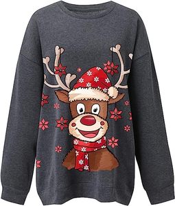 Wholesale custom design Women's Padded Round Neck Long Sleeve Tops Christmas Cute Print Sweatshirt - Product Image 3