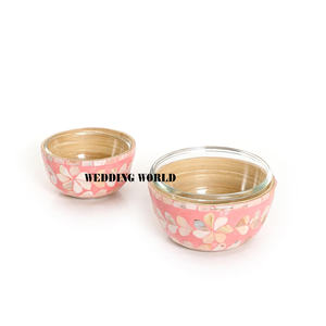 Ensemble de deux bols à salade en bois vintage dessus de table bol de service en gros bol à salade en bois classique élégant en gros - Product Image 4