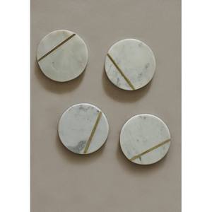 Get <b>White</b> Marble with Brass Inlay Tea Coffee <b>Coaster</b> Natural Sublimation & Metal Inlay Marble Stone Tea <b>Coasters</b> Custom - Product Image 6