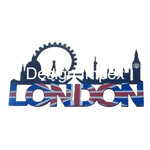 Good Business <b>Gift</b> Vintage Wall Clock With London Wall Plaque in <b>Union</b> <b>Jack</b> Flag Hot Selling Promotional Clock for Interior Deco - Product Image 1