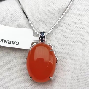 จี้เงิน925สเตอร์ลิงประดับพลอยคาร์เนเลี่ยนธรรมชาติคุณภาพระดับ AAA ดีไซน์ไม่ซ้ำใครสวยงามมากและเหมาะสำหรับทุกโอกาส - Product Image 6