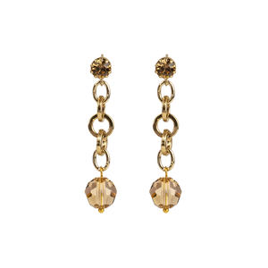 Fabriqué en Italie, boucles d'oreilles pour femmes, chaîne de 4,5 cm avec cristaux, plaqué or 18 carats - Product Image 1