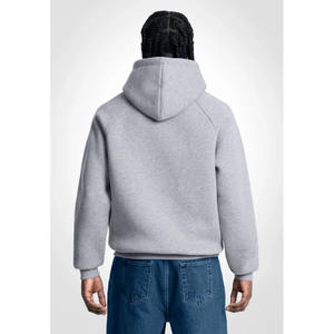 New <b>Men's</b> High Quality Melange <b>Grey</b> Color <b>Men's</b> <b>Hoodie</b> 100% Cotton Pocket Design Screen Printing <b>Plain</b> Pullover <b>Hoodie</b> For <b>Men</b> - Product Image 4