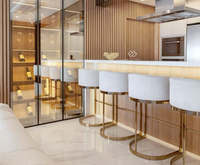 Comptoir de bar haut de gamme Design Comptoir de bar de restaurant commercial Comptoir de bar Corian avec dessus en marbre et lumières blanches
