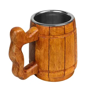 Decorative Premium Quality natural finishing Wooden Beer Mugs Attractive Designed In India Custom logo and packing