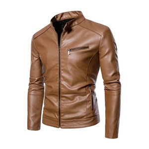 Automne printemps hommes décontracté mince jaune véritable veste en cuir de vachette Vintage moto motard manteau toile tissu pour l'hiver - Product Image 2
