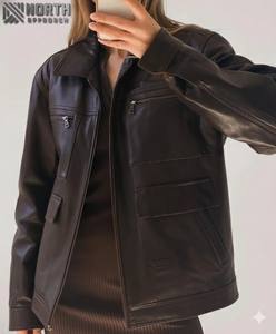 Dernière conception de veste pour femmes sur mesure Veste en cuir véritable de haute qualité pour dames élégantes Nouvelle mode Couleur unie personnalisée - Product Image 1