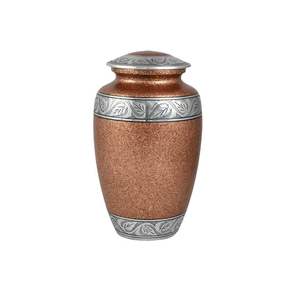 Urne funéraire artisanale pour adulte, à motif floral gravé, pour cendres de proches, souvenir commémoratif, urnes et pots métalliques, décoration de table - Product Image 1