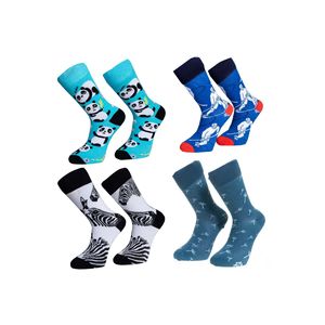 ชุดถุงเท้า unisex ลายหมีแพนด้า4ชิ้นฮอกกี้ม้าลายลวดลายธรรมชาติ - Product Image 1