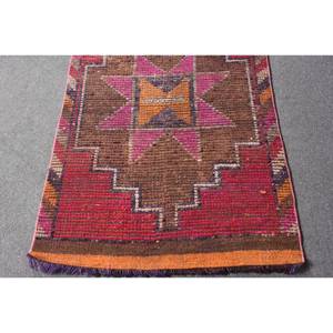 Alfombra de lana turca Vintage 27 'X 10' tamaño Rosa marrón diseño de retales técnica de tejido plano para decoraciones de sala de estar nuevo producto - Product Image 4