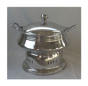 Buffet de chauffe-plats de trépied d'acier inoxydable avec la forme ronde de finition polonaise de miroir avec la poignée pour la restauration dans les hôtels - Product Image 2