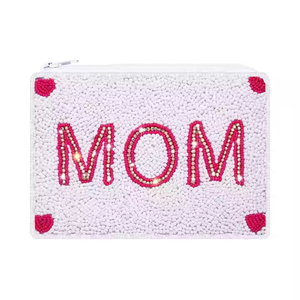 MOM Mini bolsa con cremallera billetera con cuentas monedero en bordado de cuentas de semillas para el día deportivo regalo de cumpleaños - Product Image 1