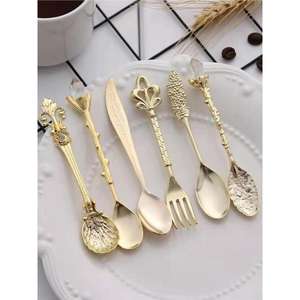 Luxury brass <b>cutlery</b> <b>set</b> with gold finished and designer handles ideal for fine dining weddings and elegant dinner parties - Product Image 3