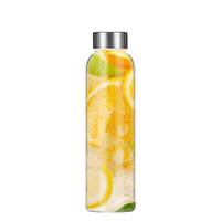 Botol Air Kaca Silinder 550ml dengan Tutup Bambu Ramah Lingkungan Sarung Kustom untuk Penggunaan Olahraga dan Perjalanan