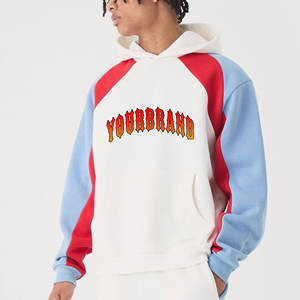 Hot Trendy Design personnalisé poids lourd goutte épaule Hoodies fabricants Patchwork couleur bloc 100% coton sweat à capuche surdimensionné - Product Image 4