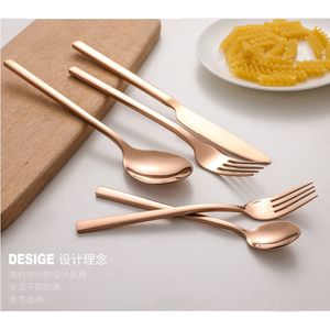 Nouveau Style de couverts à poignée carrée en acier inoxydable, or Rose mat, service de vaisselle en cuivre mat pour hôtel - Product Image 2