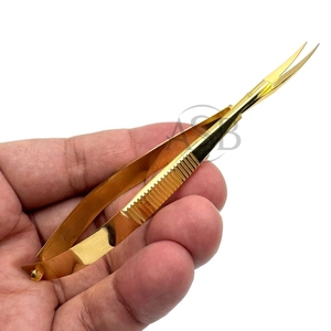 Ciseaux de manucure russe en acier inoxydable plaqué or avec logo personnalisé double action pour les sourcils et les sourcils - Product Image 2