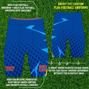 Maillots de football américain à drapeau 7 contre 7 à capuche |   Uniforme de compression personnalisé sublimé, respirant, évacuant l'humidité, séchage rapide - Product Image 4