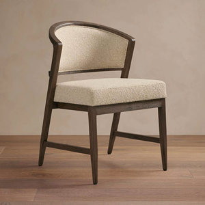 Chaise en bois foncé avec texture en tissu doux - Product Image 5