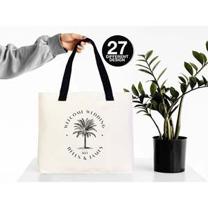 Custom Welcome Wedding Totes 18W X 14H X 3L Palm Tree Tote Bags Solid <b>Color</b> Bridal Bag Personalized Wedding Accessories - Product Image 1