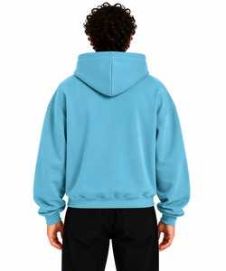 Sudadera con Capucha Extra Grande para Hombre, Color Sólido, Felpa de Algodón, Diseño Casual con Bolsillos, Ropa de Invierno, ODM, Azul Cielo - Product Image 2