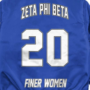 Veste en satin bleu et blanc pour femmes Zeta Phi Beta 1920, broderie du blason de la sororité ZPB, vêtements grecs haut de gamme, vêtements de sport - Product Image 5