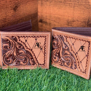 Cartera RFID de cuero de doble pliegue clásica, carteras pequeñas de alta calidad de grano superior personalizadas, cuero Real para hombres - Product Image 1