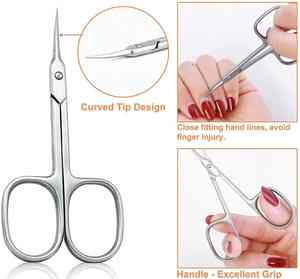 Nouveaux ciseaux pointus pour cuticules Ciseaux à cils pour manucure et sourcils Ciseaux incurvés en acier inoxydable Personnaliser l'emballage avec logo - Product Image 2
