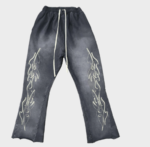 Pantalones de chándal acampanados de algodón con estampado para hombre personalizado Vintage Sun Faded Acid Wash Jogger de vellón - Product Image 5