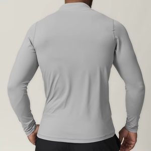 Sweat-shirt à fermeture éclair 1/4, coupe ajustée, logo personnalisé, léger, manches longues, respirant, séchage rapide, protection UV, sweat-shirt de course pour homme, faible MOQ - Product Image 2