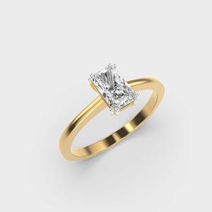 Bague solitaire classique unisexe en or blanc 14K de Radiant Lab sertie de griffes avec plaqué or pour cadeaux d'anniversaire ou fêtes - Product Image 4