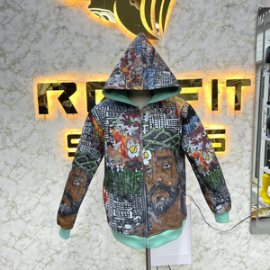 Nueva Llegada, Mejor Precio, Sudadera con Capucha y Cremallera de Calidad Duradera, Color Marfil Estampado, Fabricada en Fábrica, Sudadera con Capucha para Hombre a Precio Económico - Product Image 6