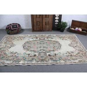 Alfombra Turca de 5.2x9.3 pies, Alfombra Vintage, Alfombra Azul con Estampado Animal de Lana - Product Image 3