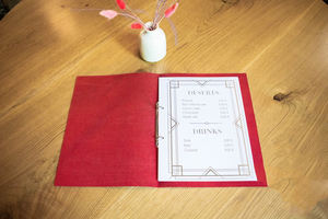 LMC-0017 de classeur en cuir de restaurant A4 personnalisé avec support central élastique support de menu de gaufrage fournitures pour hôtels et restaurants - Product Image 2