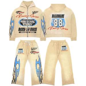 100% coton hommes vêtements d'hiver personnalisés de haute qualité élégant OEM ODM couleur beige survêtements ensembles à la mode - Product Image 2