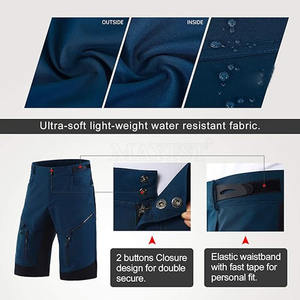 Short de VTT léger pour hommes, multi-poches personnalisées avec taille élastique, motif solide, vente en gros en ligne - Product Image 5