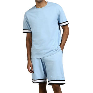 Vêtements de sport d'été décontractés pour hommes Ensemble de shorts respirants en éponge Chemises et pantalons Streetwear à motifs solides - Product Image 6