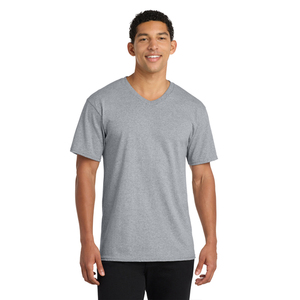 Camiseta de algodón con cuello en V para hombre, suave, transpirable, de manga corta, informal, de color sólido, para uso diario. - Product Image 1