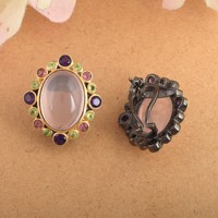 925 boucles d'oreilles en argent Sterling Quartz Rose pierre précieuse améthyste naturelle péridot rose saphir bijoux en or pour fiançailles de fête