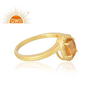 Anillo de piedras preciosas de circonia cúbica y citrino natural chapado en oro de 18 quilates y Plata de Ley 925 superventas, fabricante de joyería fina Demi - Product Image 4