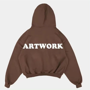 Sudadera con capucha de cuello alto con logotipo personalizado para mujer, ropa de entrenamiento deportivo para gimnasio con cremallera corta de gran tamaño, estilo de calle de invierno con estampado de logotipo frontal - Product Image 5