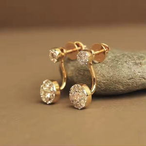ต่างหูเพชรโมอิสสีทอง10K ที่สง่างามสไตล์น่ารักสำหรับงานเลี้ยงฉลองงานเฉลิมฉลองในชีวิตประจำวันหรือให้เป็นของขวัญ - Product Image 1