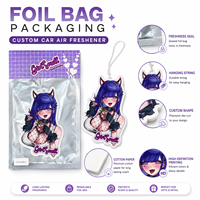 Désodorisant de voiture personnalisé en forme de personnage de dessin animé, emballage en sachet aluminium de qualité supérieure, parfum longue durée lavande et rose, carte en papier, cadeau promotionnel
