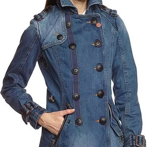 Veste en jean longue classique pour femme, chic, oversize, longue, polyvalente, longueur genou, tendance, essentielle pour le superposition, streetwear vintage - Product Image 1